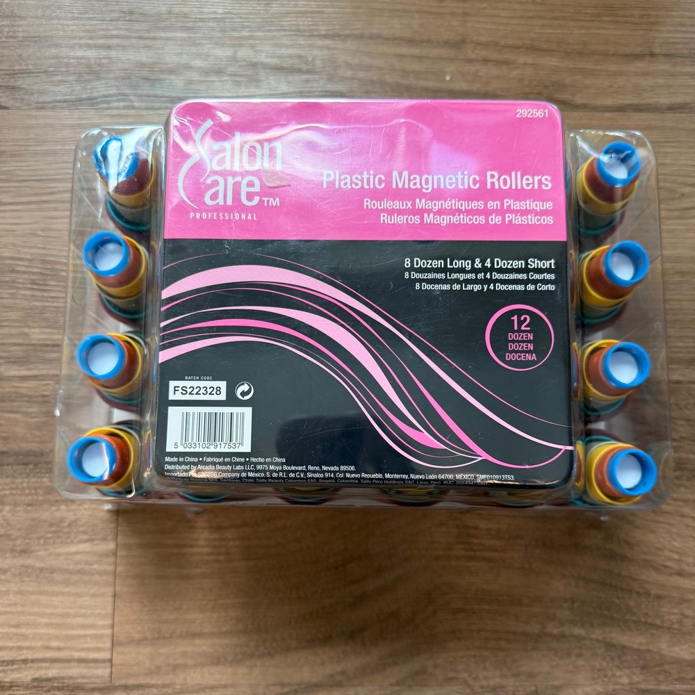 Salon Care Professional Plastic Magnetic Rollers 12 Dozen Set 292561 Multicolor